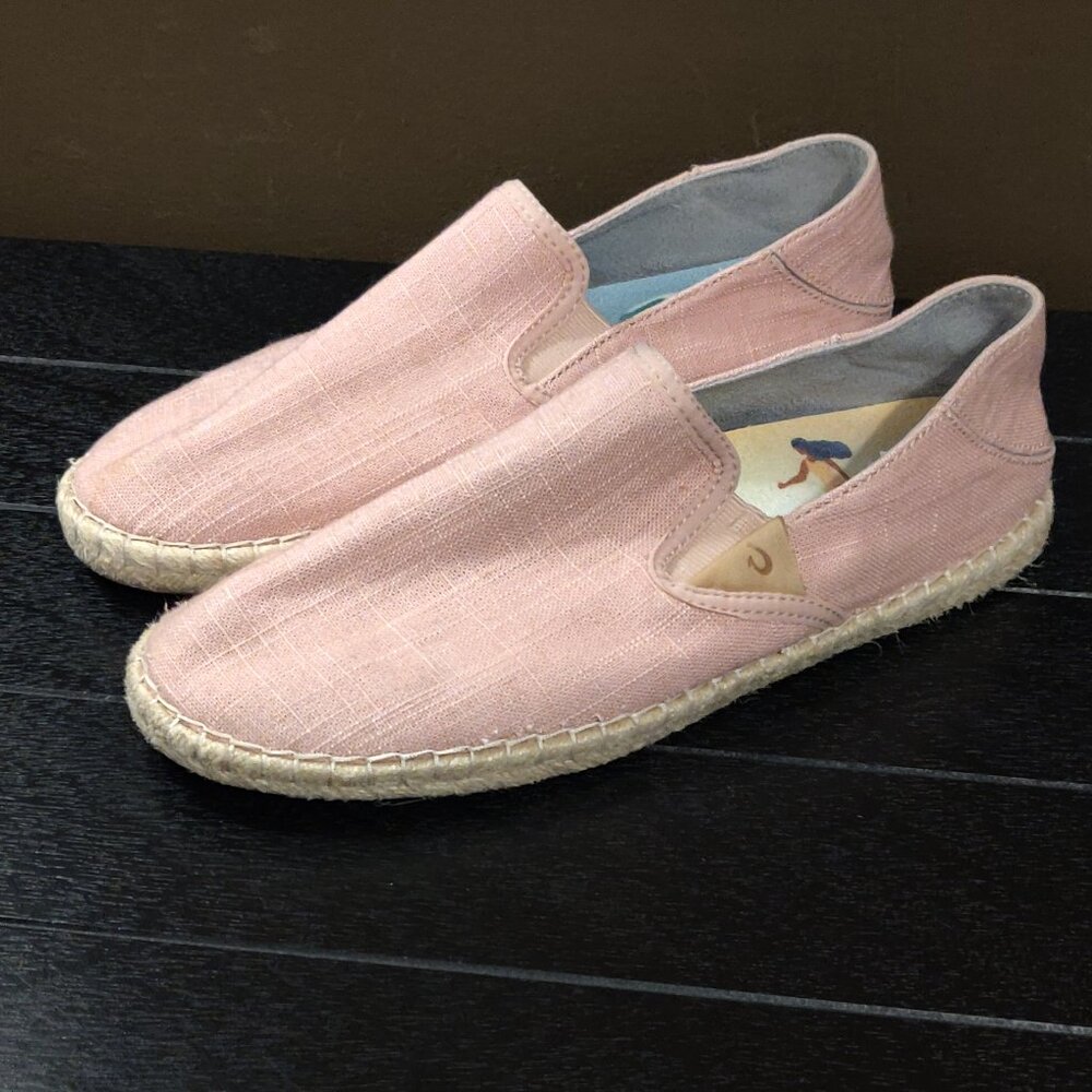 Olukai Kaula Pa'A Kapa Pink Espadrille Slip On Shoes Women's US 10